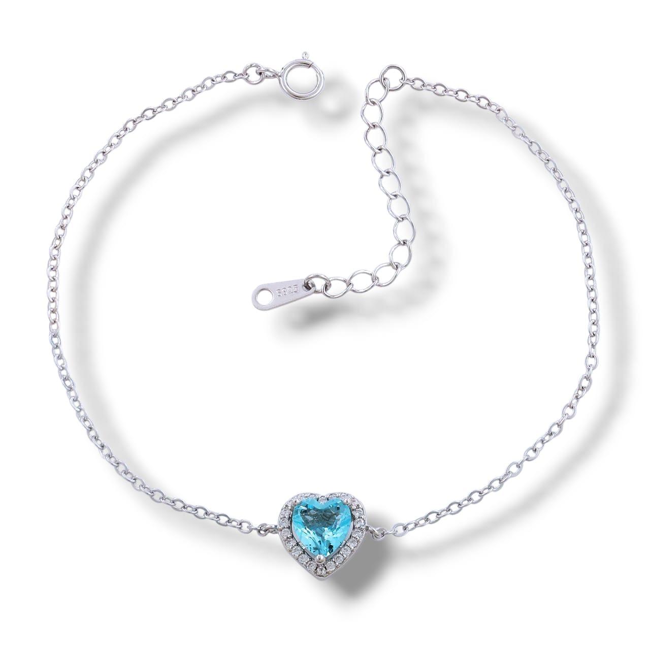 Narukvica srce akvamarin