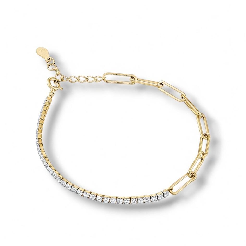 Narukvica tenis sa kamenčićima zlatna