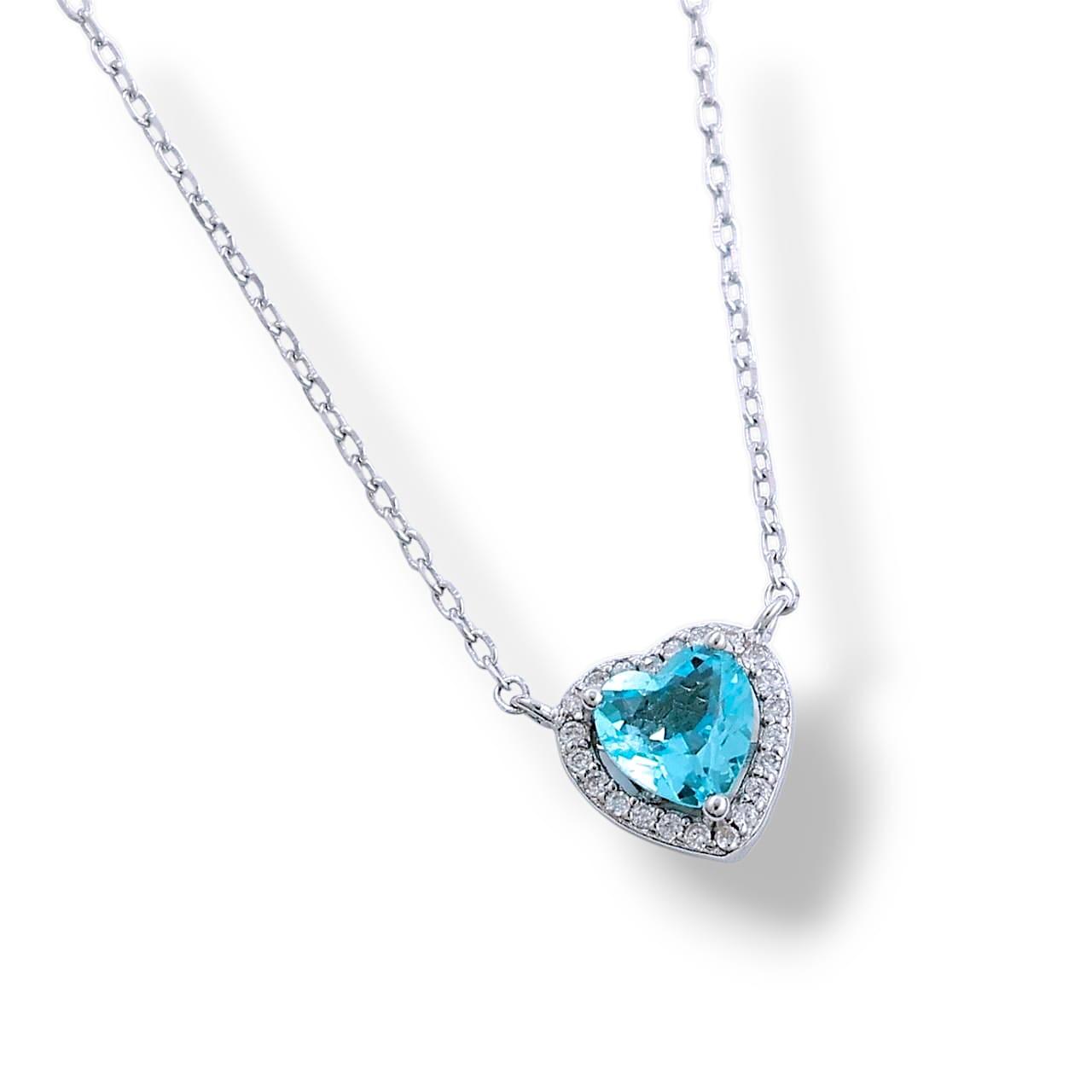 Ogrlica srce akvamarin